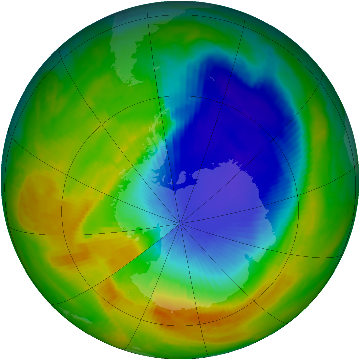 Antarctic ozone map for 28 October 2000